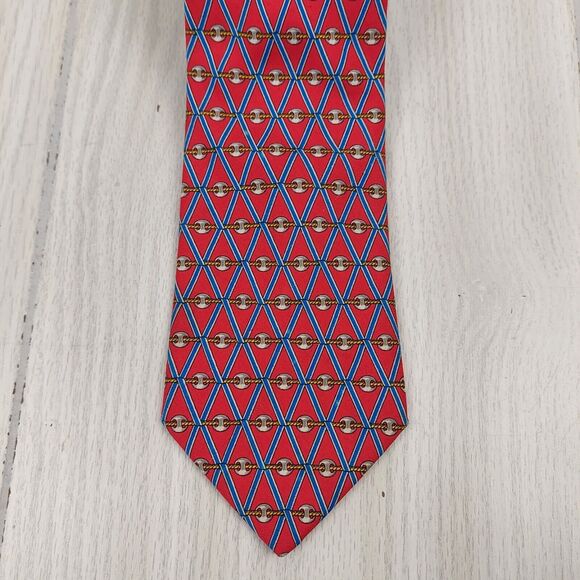 Brooks Brothers Makers Necktie Tie Mens Red Geometric Diamonds Made in the USA‎ - Picture 1 of 5